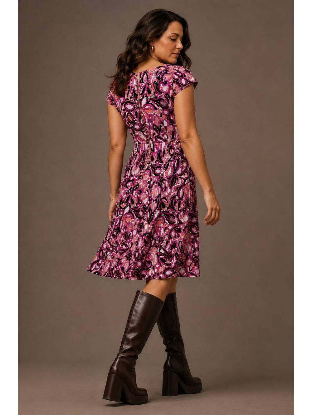 Michael Kors Women's Pink Abstract Print Short Sleeve Dress Size 1X